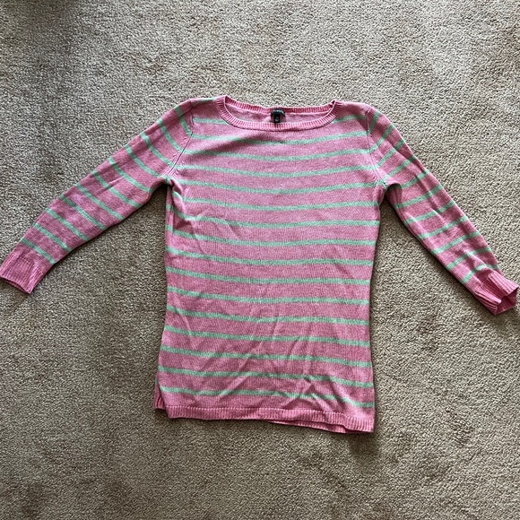 Talbots 3/4 Sleeve Length Lightweight Linen Sweater Size XS Pink and Green - Picture 1 of 8